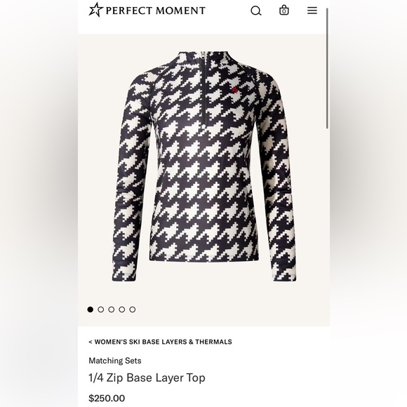 Perfect Moment Tops - Perfect Moment Black and White Houndstooth Long Sleeve Top NWT Size Small.